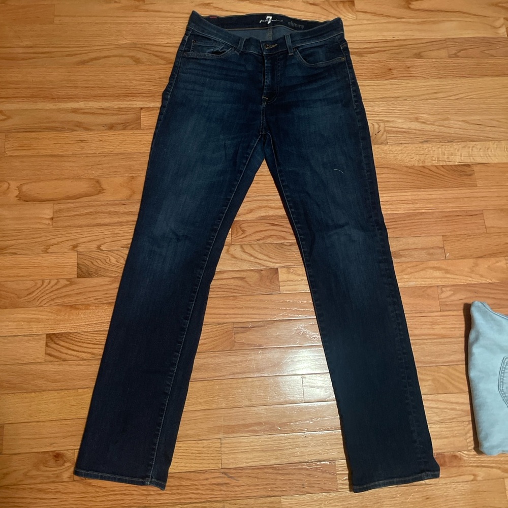 Dark wash 7 For All Mankind jeans.